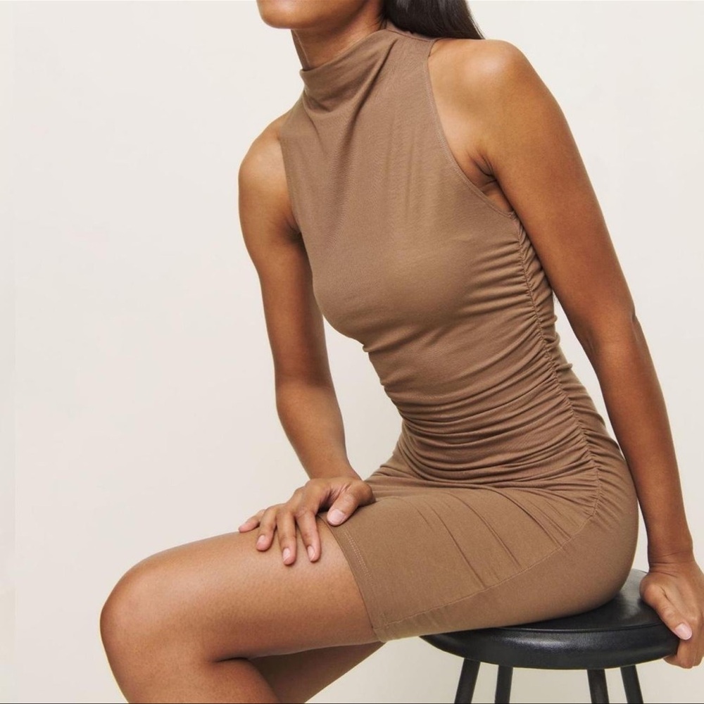 Reformation Jana Knit Mini Dress Nutty Brown $178.